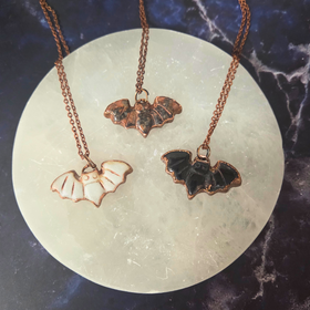 Electroform Gemstone Bat Necklace- Artisan Made